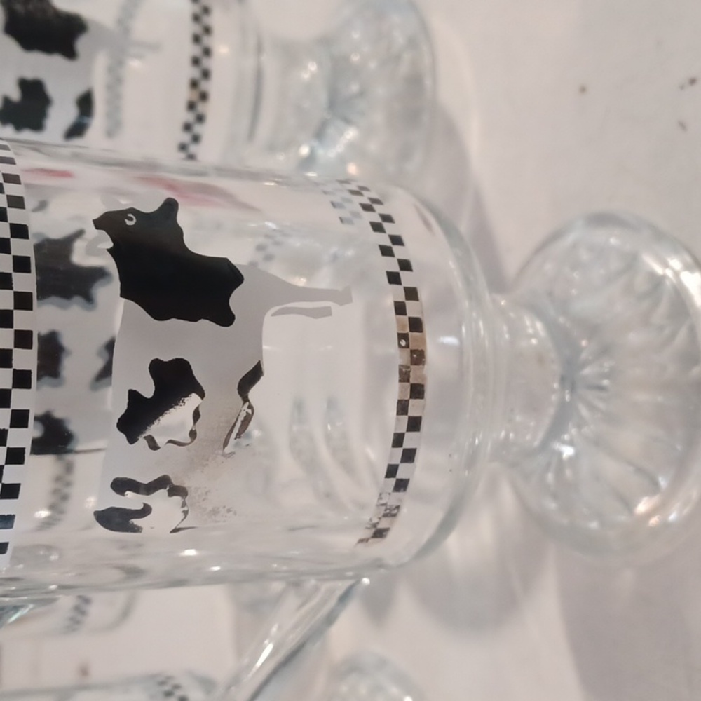 Vintage Cow Pedestal Glasses Set 4 - Picture 3 of 10